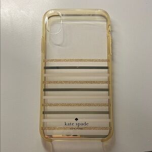 Kate Spade Gold and Clear Striped Phone Case- iPhone XR